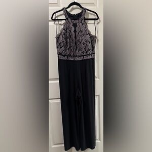 Elegant Black and Gold Lace Jumpsuit